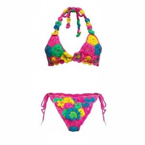 Vintage Multicolor Crochet Bikini